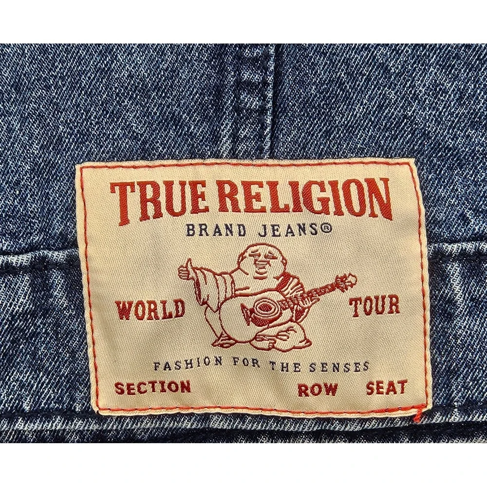 True Religion Denim Button Jacket Men's M Medium Quartz Wash Graphic NWT $184